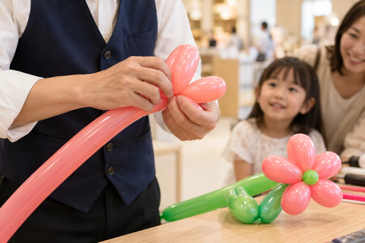 来場者の目の前でバルーンを制作する企画イメージ