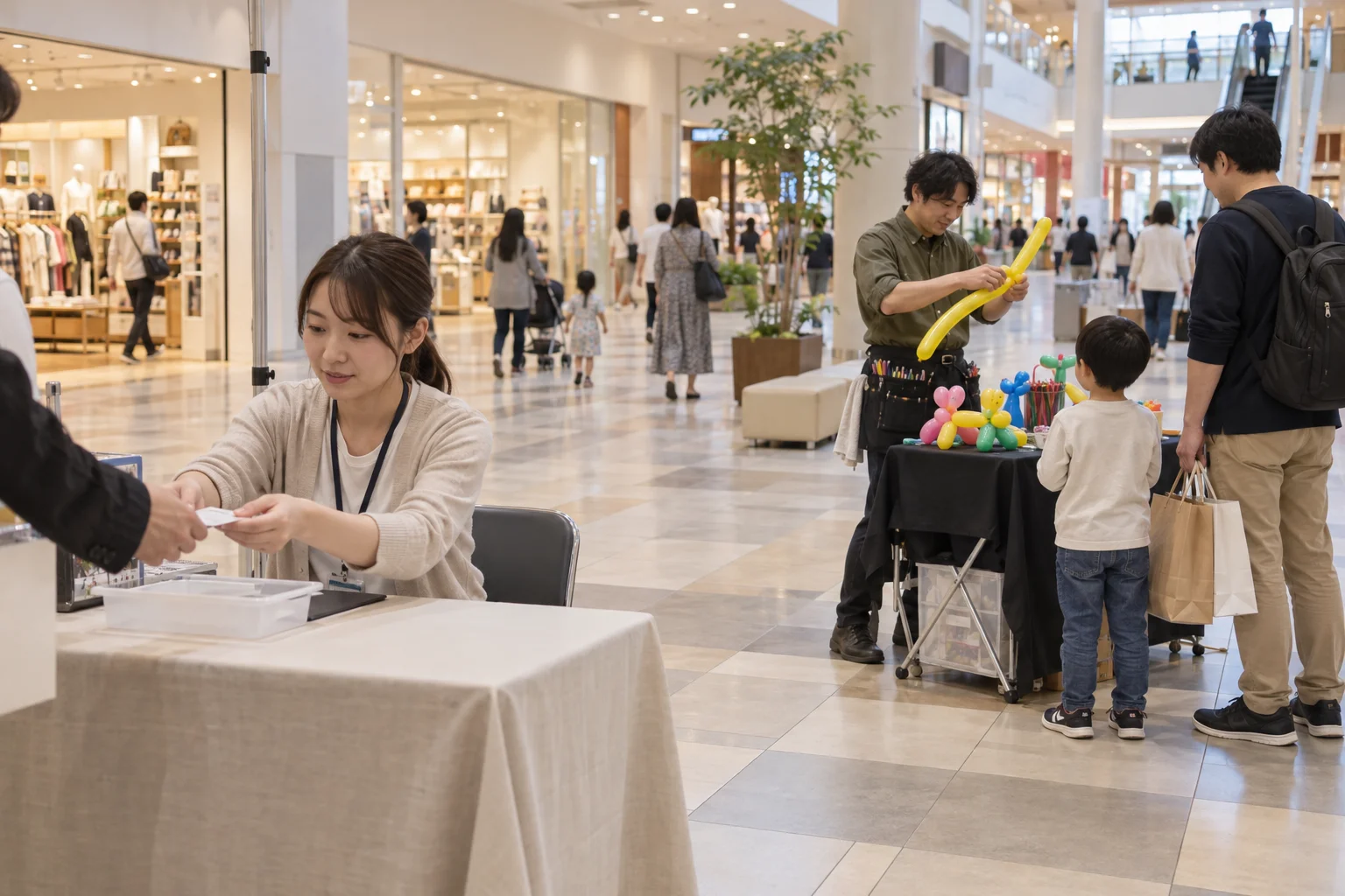 参加条件を受付で確認してから制作ブースへ案内する企画イメージ